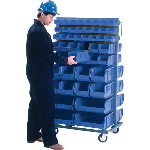 Double-Sided Mobile Bin Rack, Double-sided, 96 bins, 36" W x 24" D x 63" H