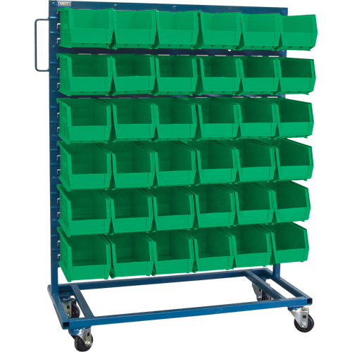 Single-Sided Mobile Bin Rack, Single-sided, 36 bins, 36" W x 16" D x 46-1/2" H