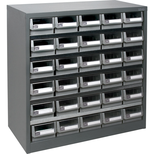 KPC-HD Heavy-Duty Parts Cabinet, Galvanized Steel, 30 Drawers, 34-3/5" x 15-7/10" x 34-3/5", Grey