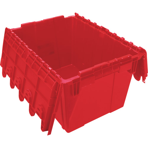 Flip Top Plastic Distribution Container, 21.65" x 15.5" x 12.5", Red