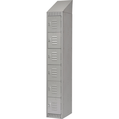 Lockers, 6 -tier, 12" x 18" x 82", Steel, Grey, Knocked Down