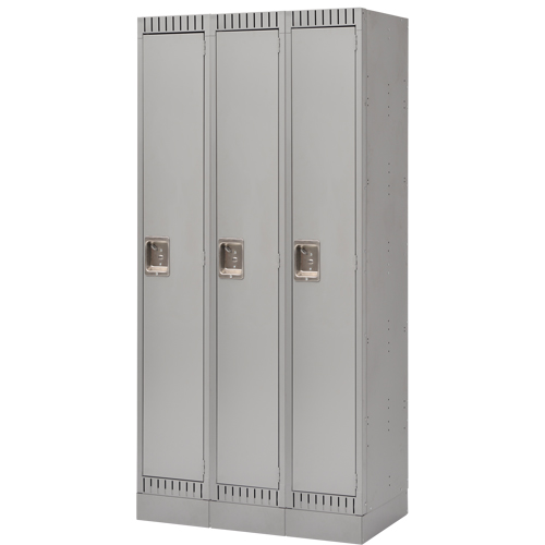 Lockers, Bank of 3, 36" x 18" x 76", Steel, Grey, Knocked Down