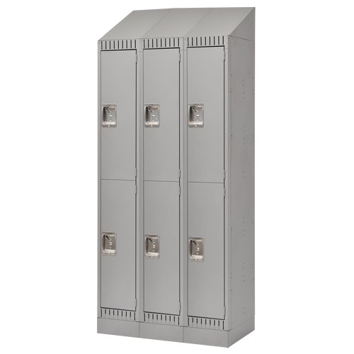 Lockers, 2 -tier, Bank of 3, 36" x 18" x 86", Steel, Grey, Knocked Down