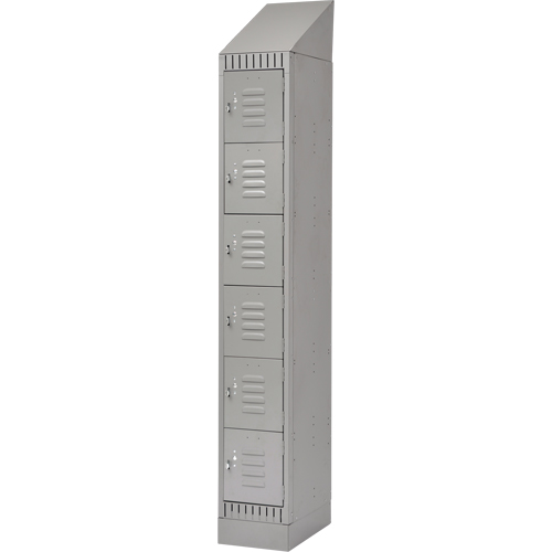 Lockers, 6 -tier, 12" x 18" x 86", Steel, Grey, Knocked Down