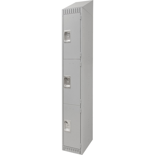 Lockers, 3 -tier, 12" x 18" x 82", Steel, Grey, Knocked Down