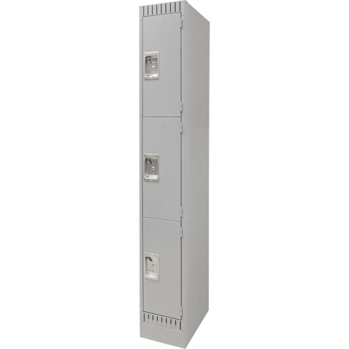 Lockers, 3 -tier, 12" x 18" x 76", Steel, Grey, Knocked Down