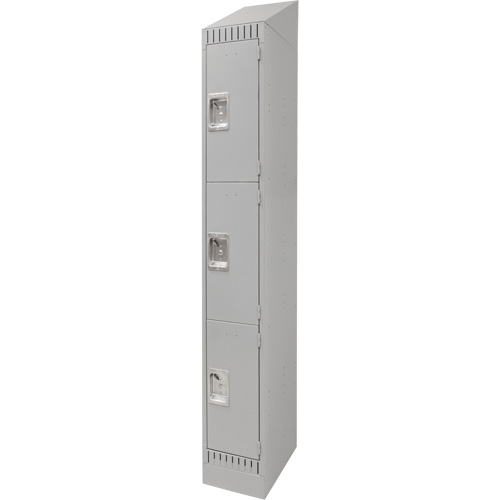 Lockers, 3 -tier, 12" x 18" x 86", Steel, Grey, Knocked Down