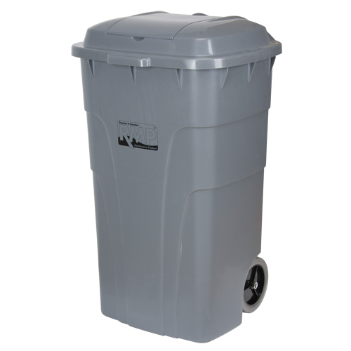 Roll Out Garbage Bin, Polyethylene, 65 US gal.