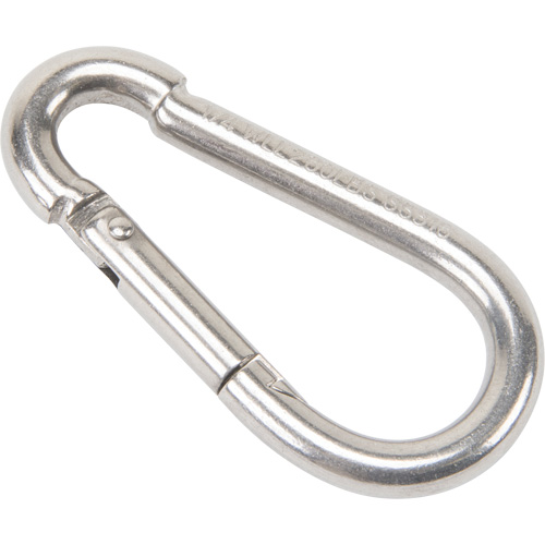 Stainless Steel Snap Hook, 260 lbs (0.13 tons) Working Load Limit, 1/4" Size, 3/8" Eye