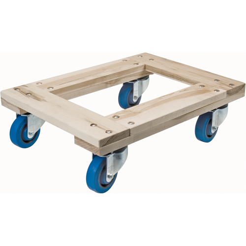 Wood Dollies - Heavy-Duty, Rubber Wheels, 1400 lbs. Capacity, 18" W x 24" D x 7" H