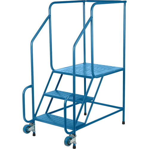 Tilt-N-Roll Ladders, Steel, 3 Steps, 22" Wide, 24" D x 27" H Top Step