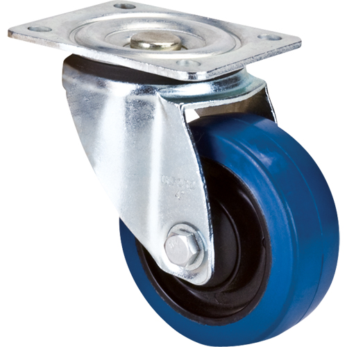 Blue Caster, Swivel, 4" (101.6 mm), Rubber, 350 lbs. (158.8 kg.)