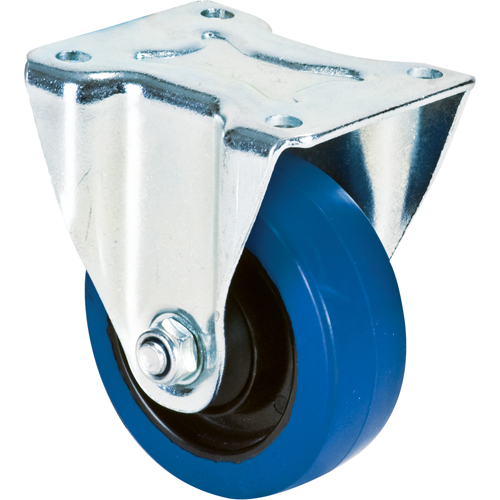 Blue Caster, Rigid, 4" (101.6 mm), Rubber, 350 lbs. (158.8 kg.)