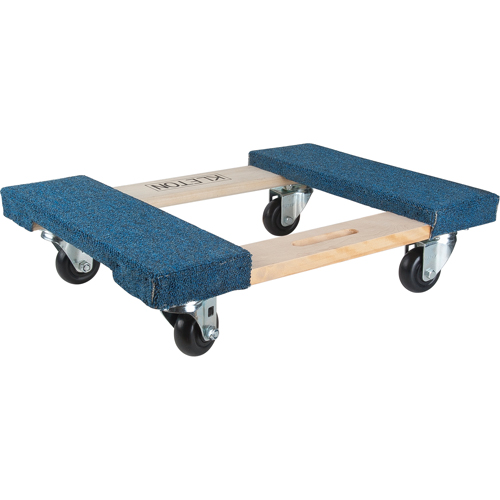 Carpeted Ends Hardwood Dolly, Wood Frame, 18" W x 24" L, 900 lbs. Capacity