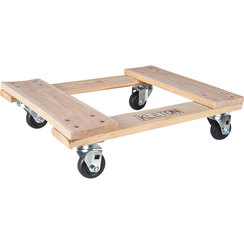 Hardwood Dolly, Polyolefin Wheels, 1000 lbs. Capacity, 18" W x 24" D x 7" H