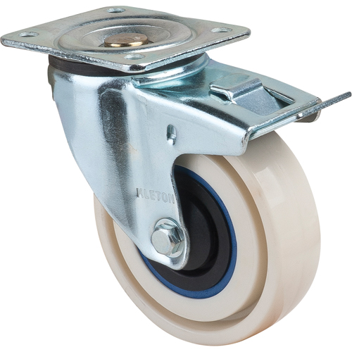 Sandwich Casters, Swivel with Brake, 4" (101.6 mm), Nylon, 440 lbs. (199.58 kg.)