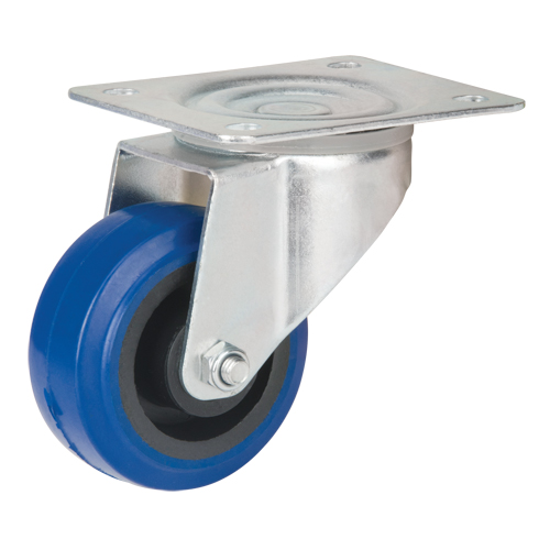 Blue Caster, Swivel, 3" (76 mm), Rubber, 285 lbs. (129 kg.)