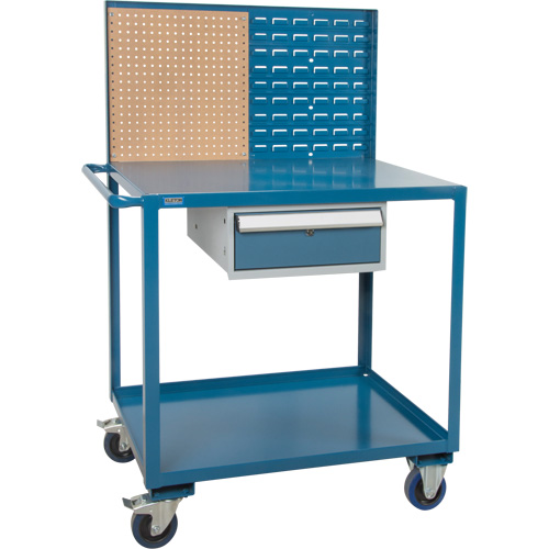 Mobile Service Cart, 2 Tiers, 24" W x 57" H x 40" D, 1200 lbs. Capacity