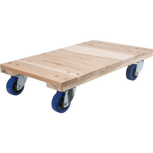 Medium-Duty Solid Wood Dollies, Polyolefin Wheels, 900 lbs. Capacity, 18" W x 24" D x 7" H