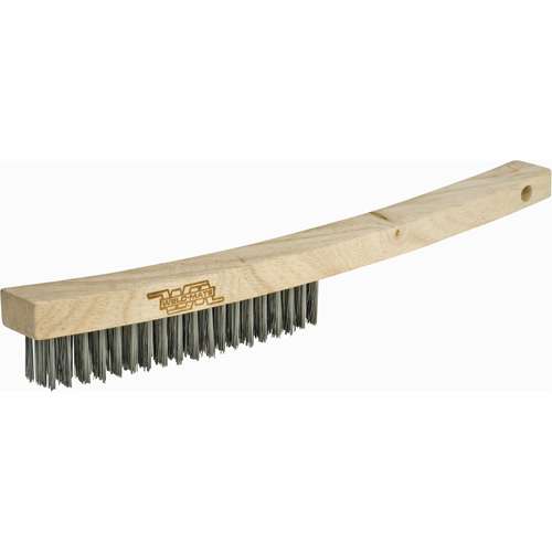 Long Handle Industrial-Duty Scratch Brush, Carbon Steel, 3 x 19 Wire Rows, 13-3/4" Long