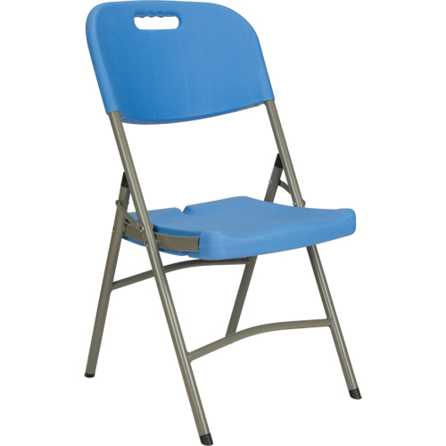 Folding Chair, Polyethylene, Blue, 350 lbs. Weight Capacity