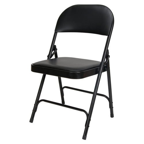 Vinyl Padded Folding Chair, Steel, Black, 300 lbs. Weight Capacity