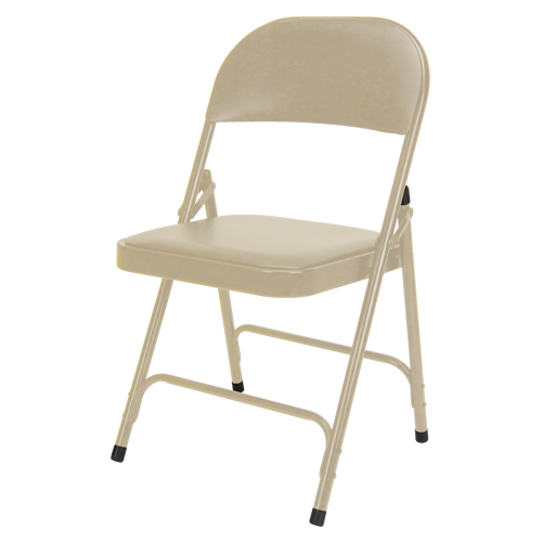 Vinyl Padded Folding Chair, Steel, Beige, 300 lbs. Weight Capacity