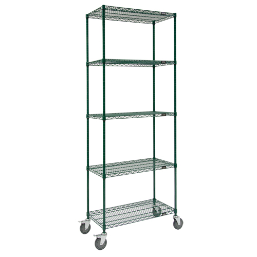 Wire Shelf Cart, Epoxy Finish, 36" x 92" x 18", 800 lbs. Capacity