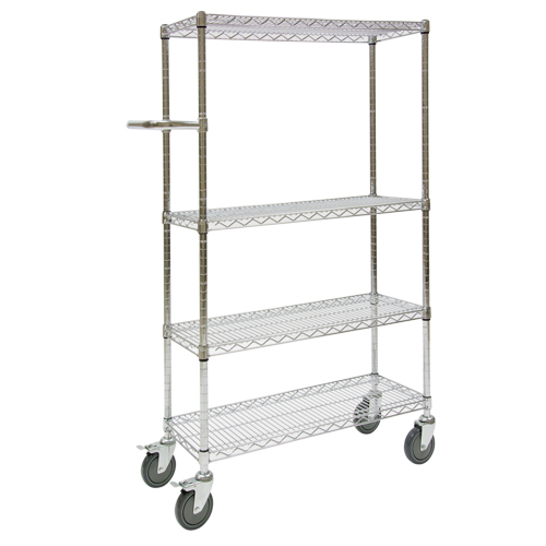 Push Cart, Chrome Plated, 30" x 60" x 14", 800 lbs. Capacity