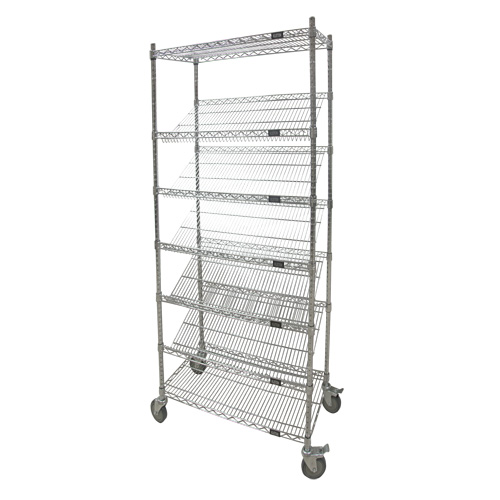 Slanted Shelf Cart, 7 Tiers, 18" W x 80" H x 36" D