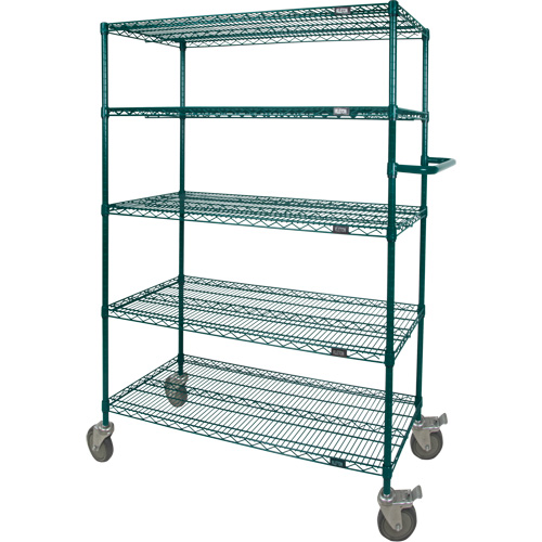 Wire Shelf Push Cart, Epoxy Finish, 36" x 69" x 24", 600 lbs. Capacity