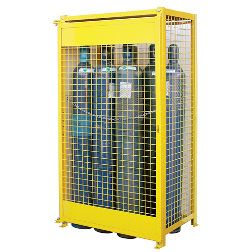 Gas Cylinder Cabinets, 10 Cylinder Capacity, 44" W x 30" D x 74" H, Yellow