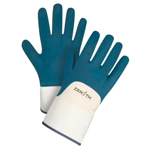 Heavyweight Safety Cuff Gloves, 10/X-Large, Nitrile Coating, Cotton Shell