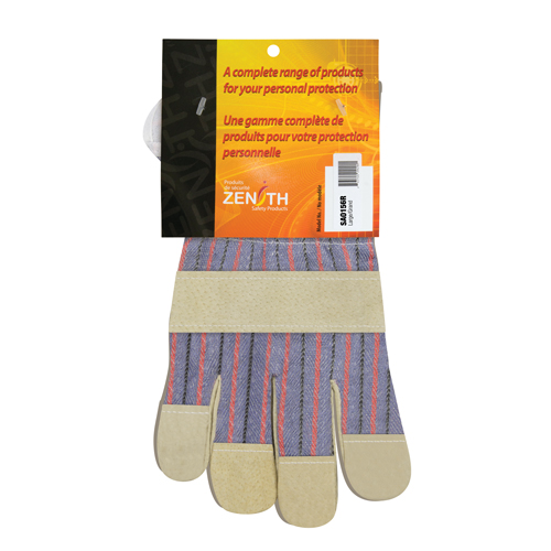 Superior Comfort Fitters Gloves, Large, Split Pigskin Palm, Cotton Inner Lining