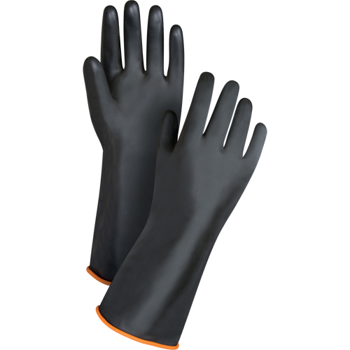 Heavyweight Chemical-Handling Gloves, Size Large/9, 14" L, Rubber Latex, 30-mil
