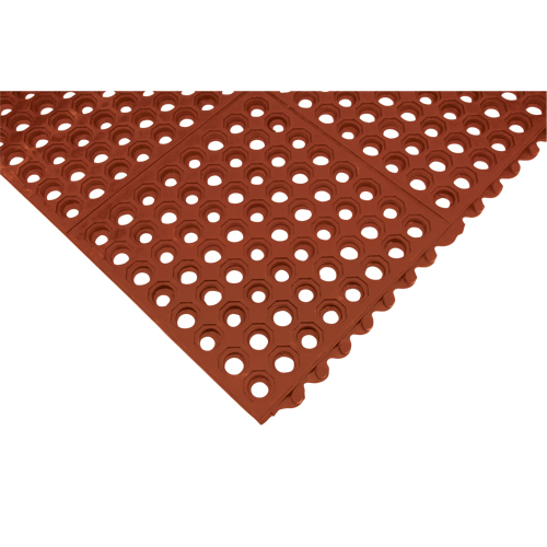 Anti-Fatigue Link Matting, Honeycomb, 3' x 3' x 1/2", Brown, Nitrile/Rubber