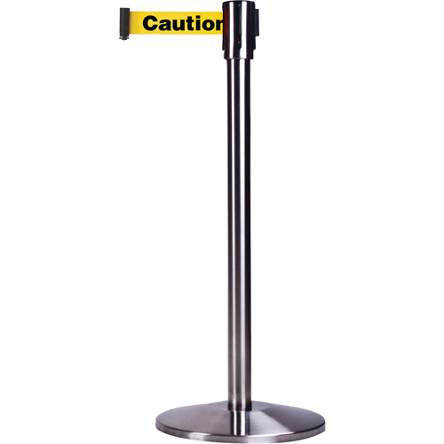 Free-Standing Crowd Control Barrier, Steel, 35" H, Yellow Tape, 7' Tape Length