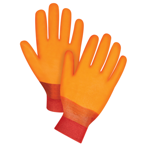 Winter Lined Gloves, Size Large/9, 12" L, PVC, Foam Fleece Inner Lining, Winter Weight