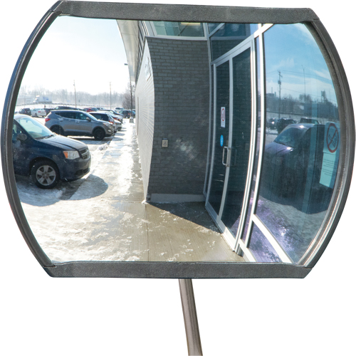 Roundtangular Convex Mirror with Telescopic Arm, 24" H x 36" W, Indoor/Outdoor