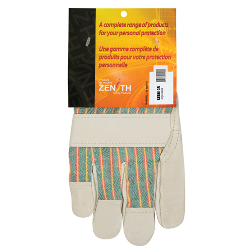 Abrasion-Resistant Winter-Lined Work Gloves, Large, Grain Cowhide Palm, Cotton Fleece Inner Lining