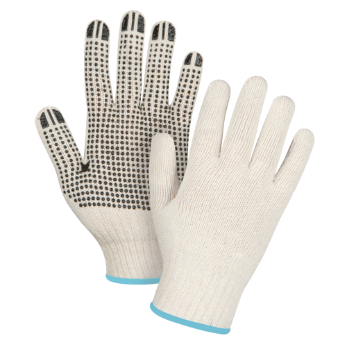 Lightweight Dotted String Knit Gloves, Poly/Cotton, Single Sided, 7 Gauge, X-Large