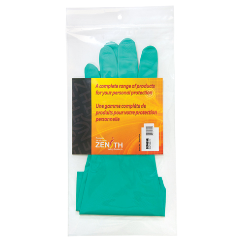 Diamond-Grip Chemical-Resistant Gloves, Size 9, 13" L, Nitrile, Flock-Lined Inner Lining, 13-mil