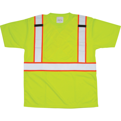 CSA Compliant T-Shirt, Polyester, Medium, High Visibility Lime-Yellow