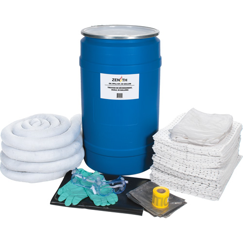 Premium Spill Kit, Oil Only, Drum, 30 US gal. Absorbancy