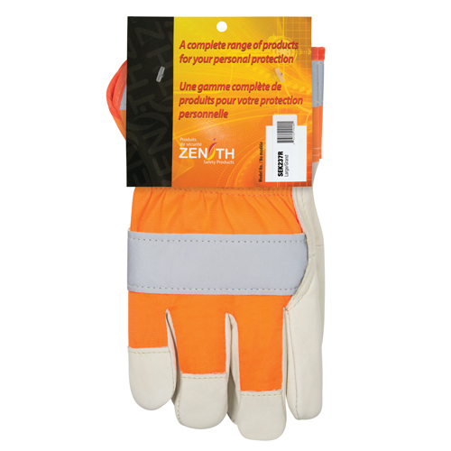 Orange High-Visibility Superior Warmth Fitters Gloves, Large, Grain Cowhide Palm, Thinsulate™ Inner Lining