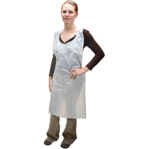 Polyethylene Aprons, Polyethylene, White, 35" W x 46" L