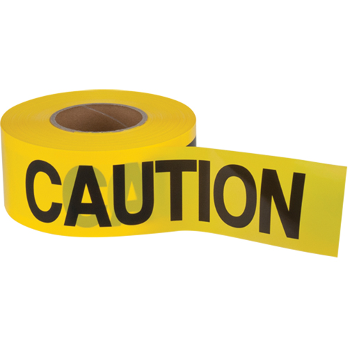 "Caution" Barricade Tape, English, 3" W x 1000' L, 1.5 mils, Black on Yellow