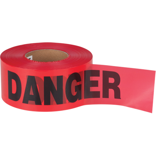 "Danger" Barricade Tape, Bilingual, 3" W x 1000' L, 1.5 mils, Black on Red