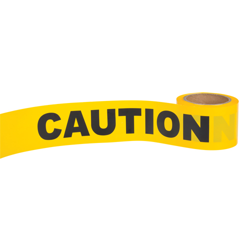 "Caution" Barricade Tape, English, 3" W x 300' L, 1.5 mils, Black on Yellow