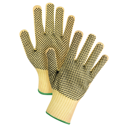Double-Sided Dotted Seamless String Knit Gloves, Size Medium/8, 7 Gauge, PVC Coated, Kevlar® Shell, ASTM ANSI Level A2/EN 388 Level 3